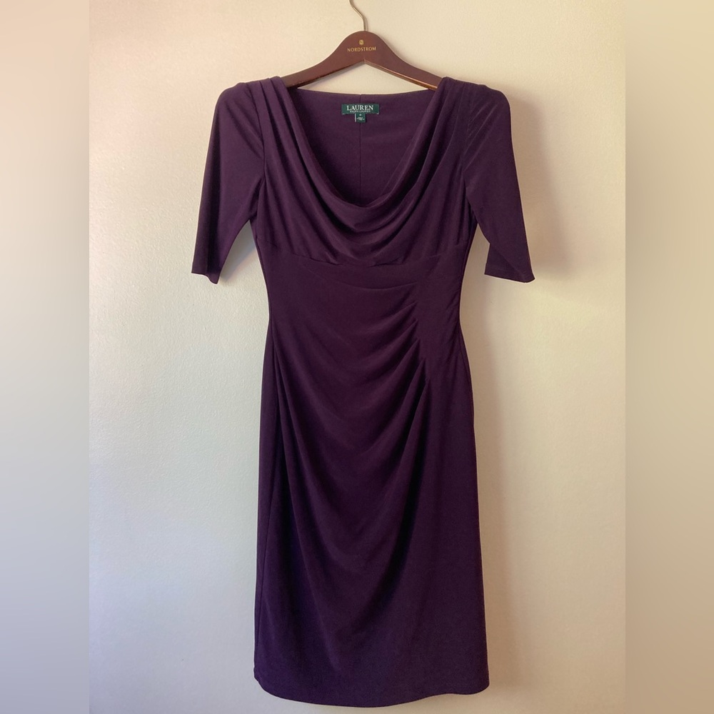 Ralph Lauren cowl neck dress size 0 in plum